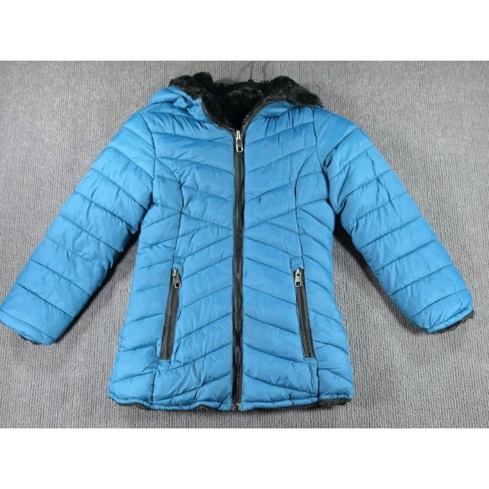 Steve Madden Girl's Parka Jacket YOUTH Reversible Hooded Quilted Puffer S 7/8
